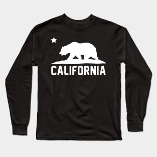 California Bear White Cali Souvenir State Map Republic CA Long Sleeve T-Shirt